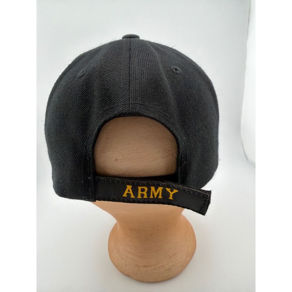US Army Veteran Black Gold Embroidered Adjustable Baseball Cap - Picture 3 of 5